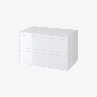 Finli wall-mounted cabinet 80cm, under-basin with top 2 drawers, white glossy