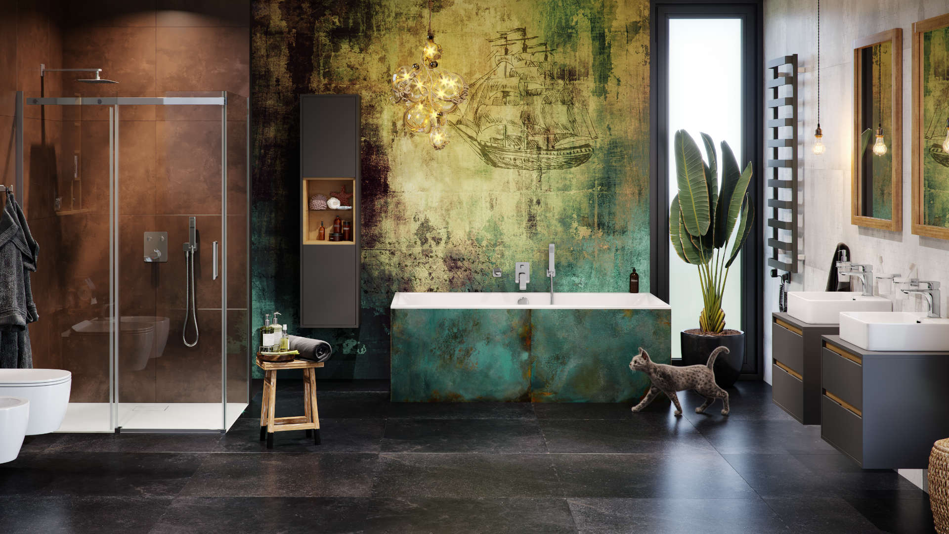 Keria zestaw wannowo-prysznicowy podtynkowy 2 funkcyjny, chrom