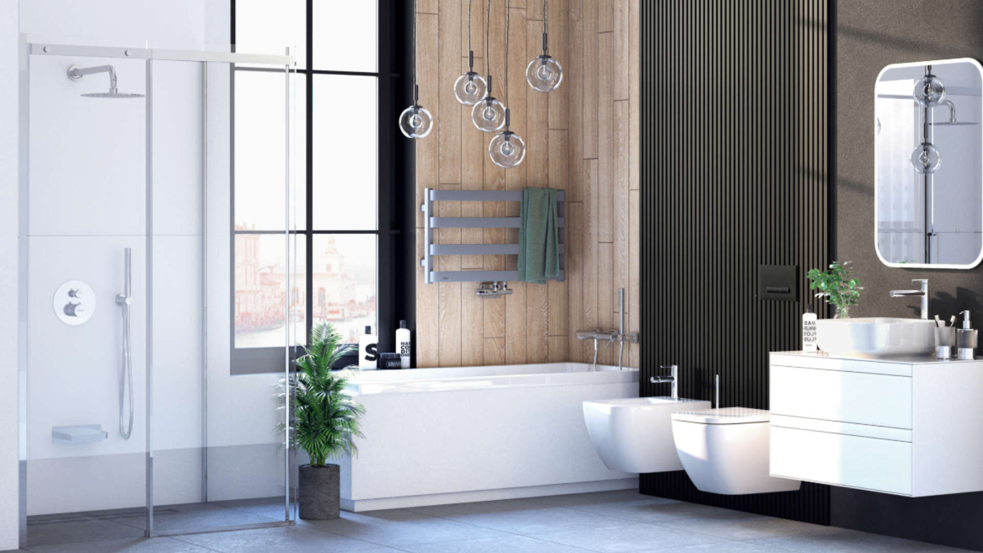 PI bateria prysznicowo-wannowa podtynkowa 3 funkcyjna, termostatyczna, chrom