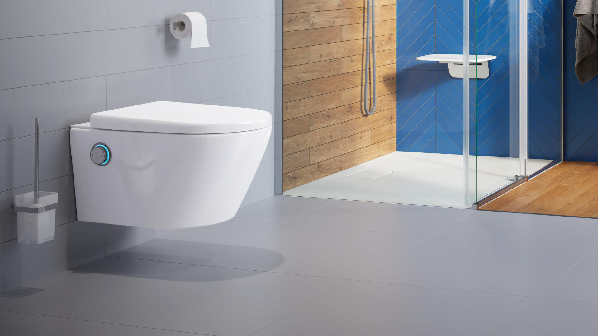 Riko szczotka wc wisząca szklana, chrom