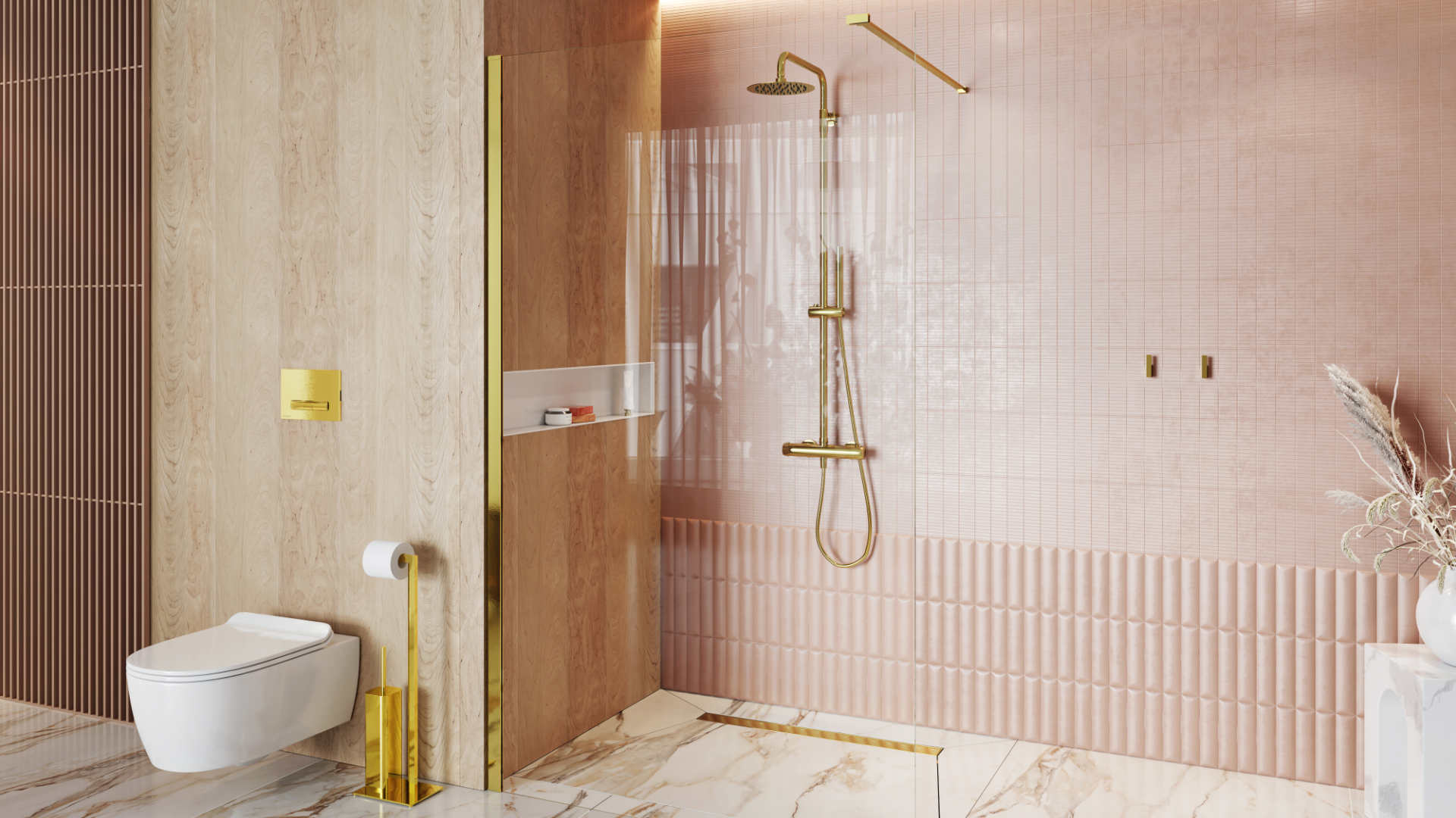 Termo Round zestaw prysznicowy termostatyczny złoty połysk Excellent