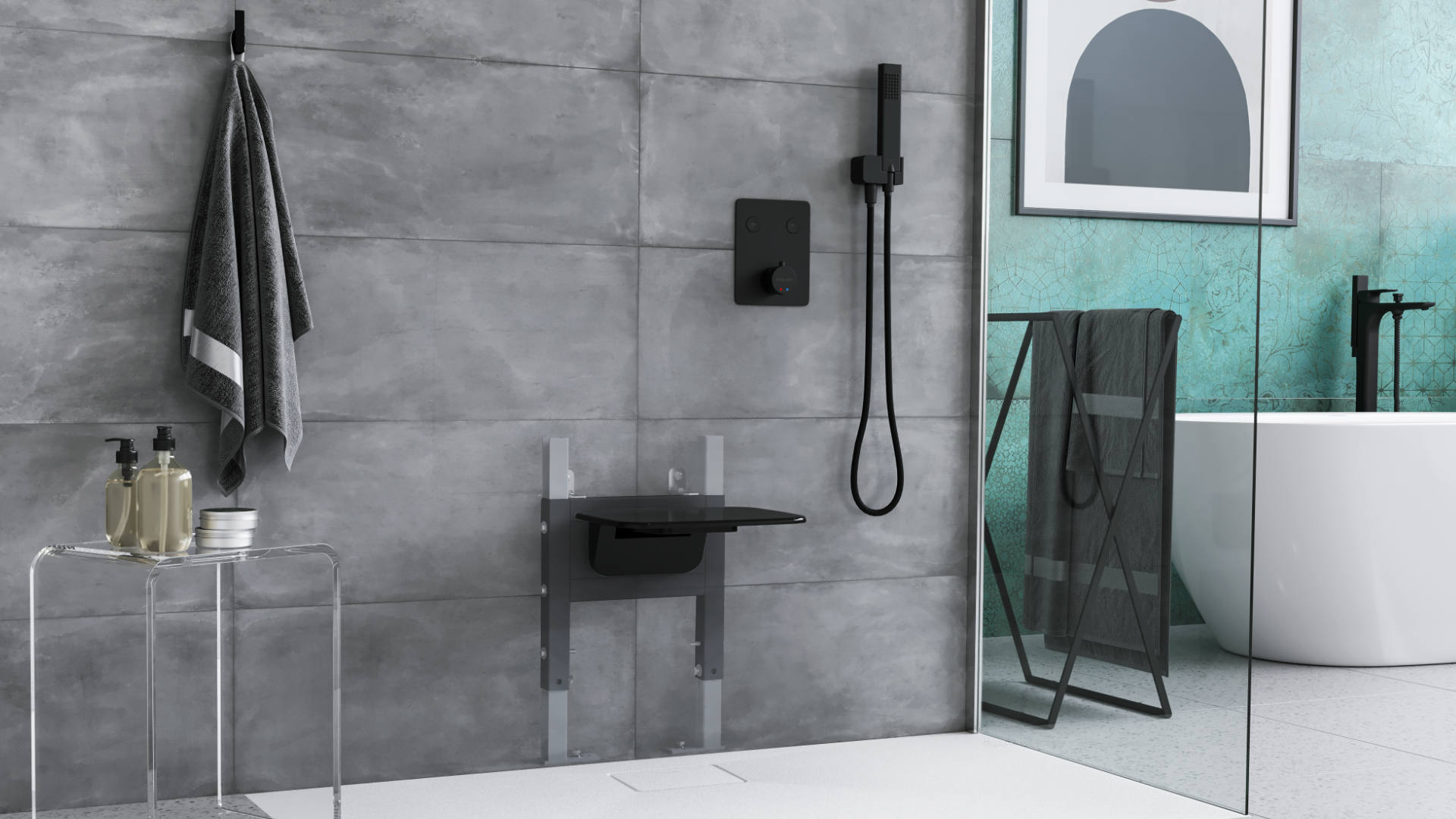 Stelaż podtynkowy do siedziska  prysznicowego