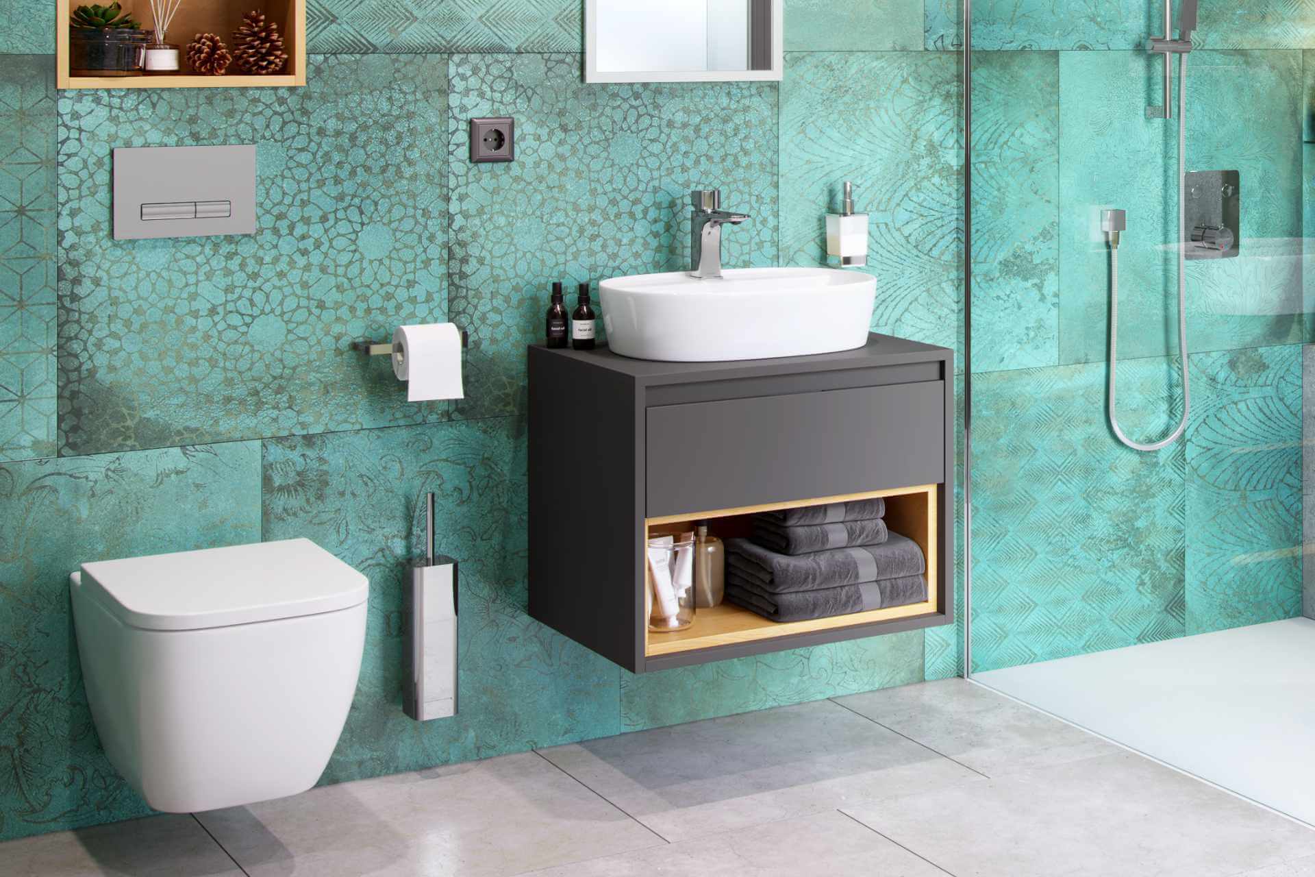 Keria bateria umywalkowa niska Excellent chrom umywalka Ronity 50s