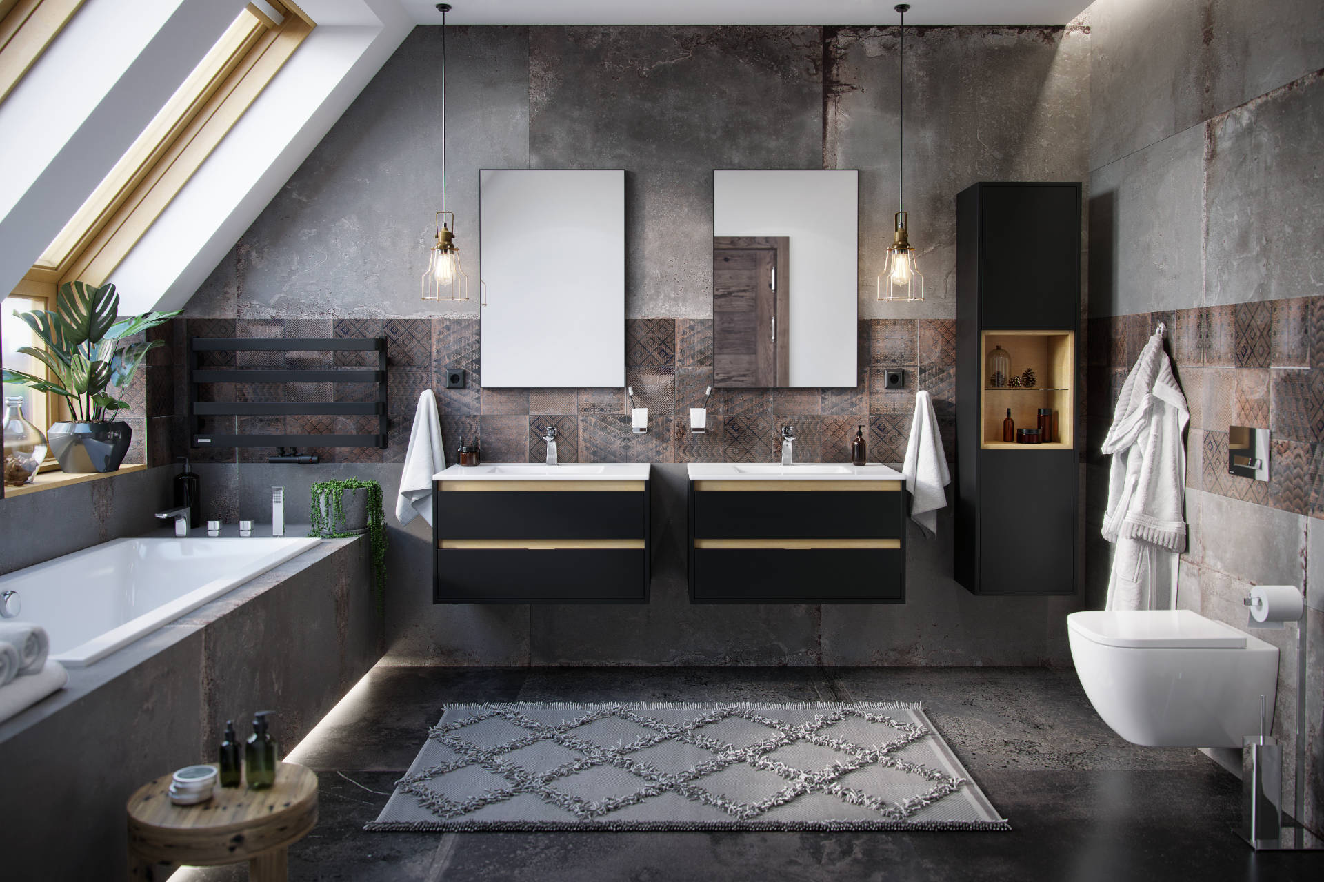 Tuto szafka wisząca pod umywalkę Excellent lustro Kuadro