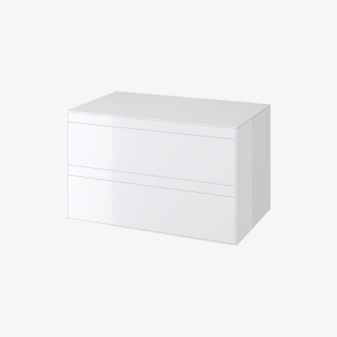 Finli wall-mounted cabinet 80cm, under-basin with top 2 drawers, white glossy