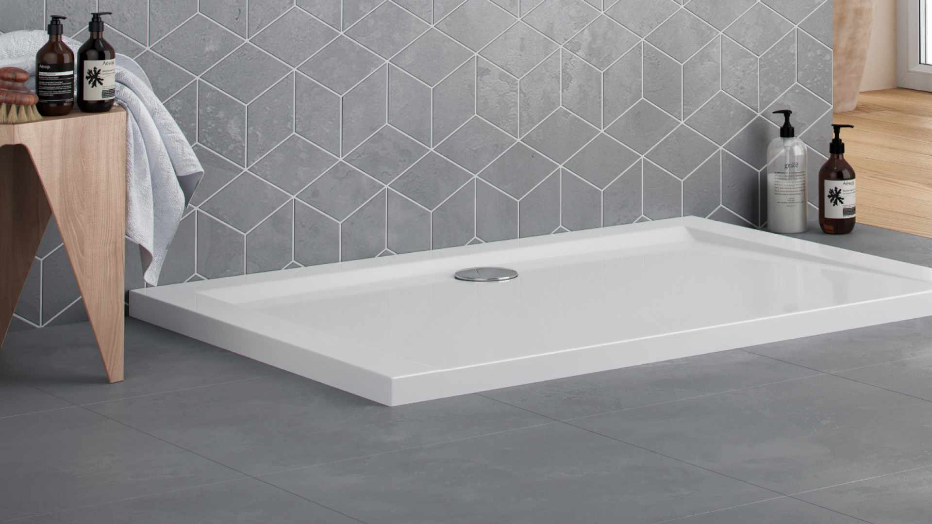 Syfon do brodzika fi-90mm z pokrywą, chrom