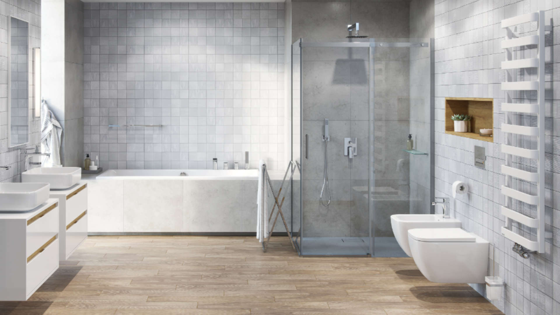 Keria bateria prysznicowa ścienna, chrom