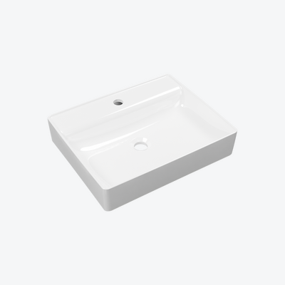 Rima 2.0 umywalka nablatowa 50x40 cm prostokątna z otworem na baterię, biały połysk