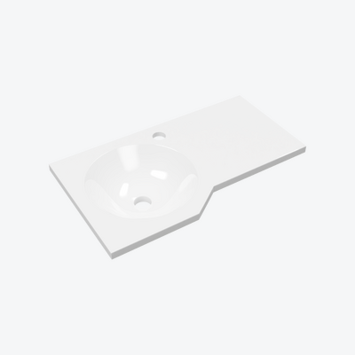 Be Spot umywalka wisząca Solid Surface 60x34 cm lewa z otworem na baterię, biały połysk
