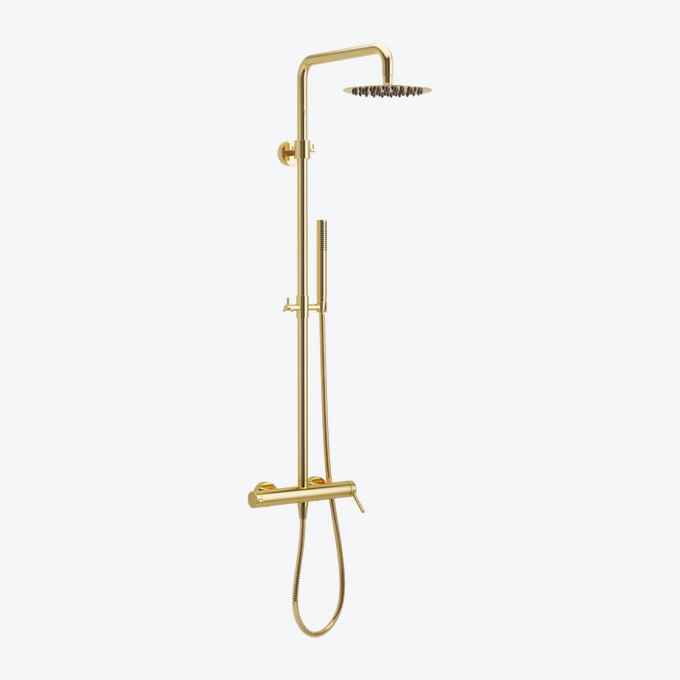 PI zestaw prysznicowy ścienny z deszczownicą Excellent złoty połysk