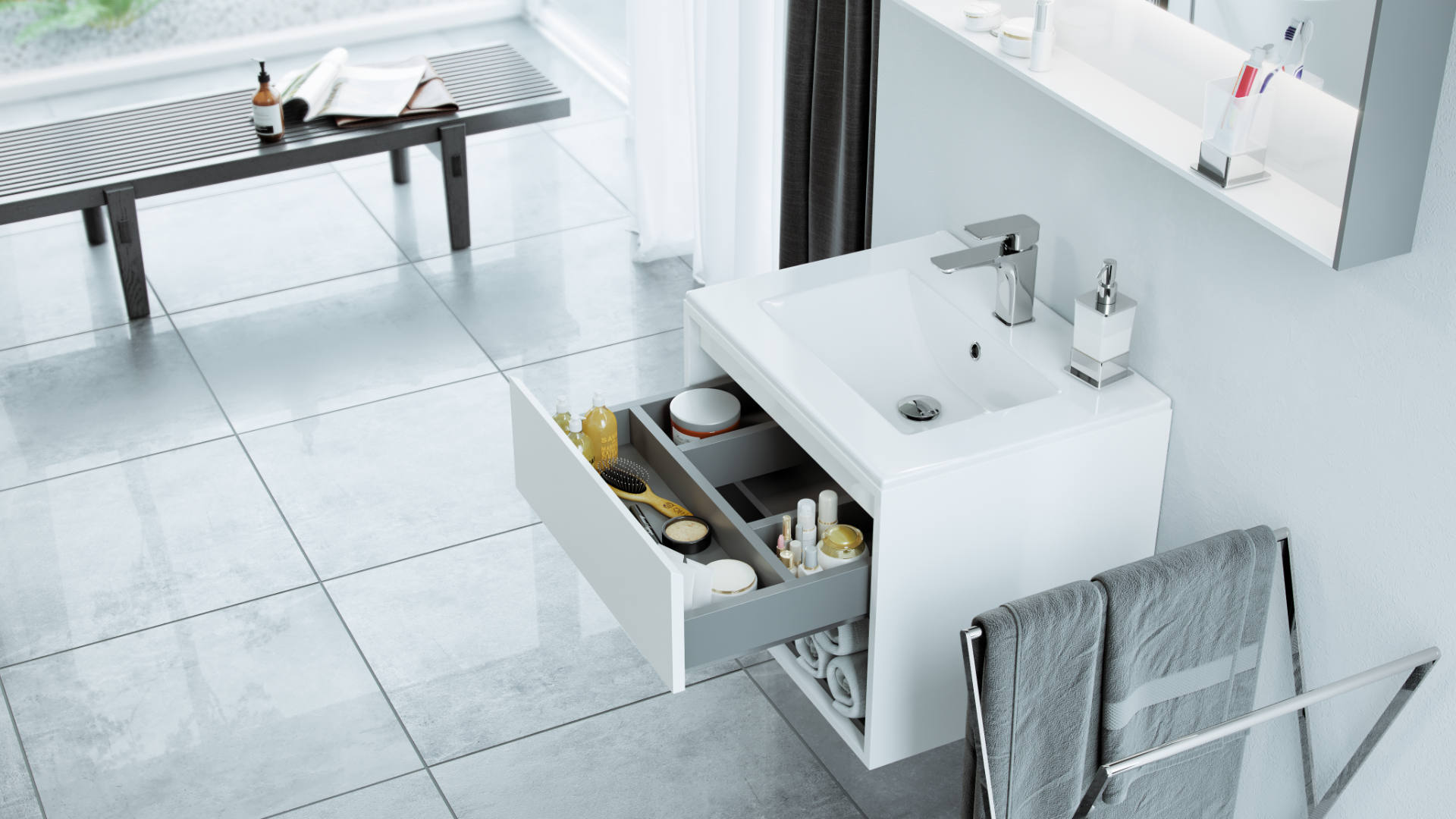 As Umywalka Meblowa 60X46 Biała