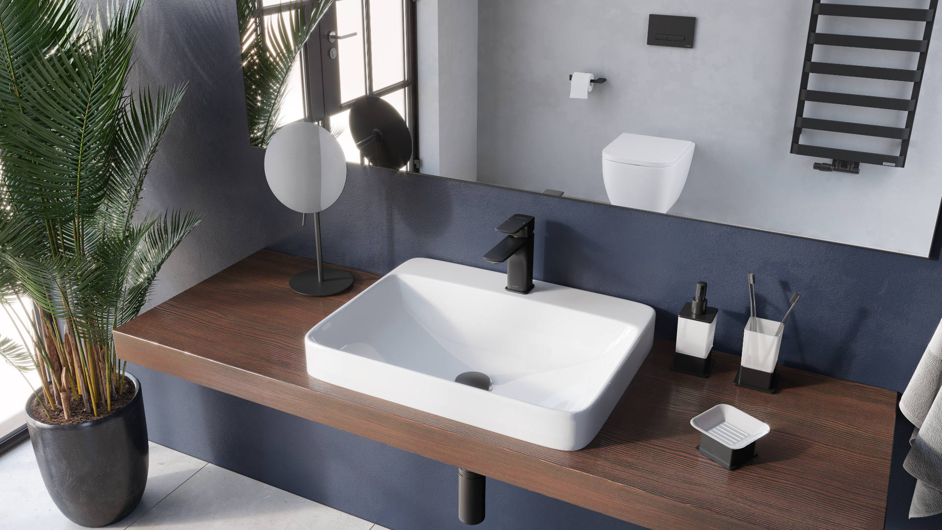 Rolo lusterko stojące powiększające, czarny mat