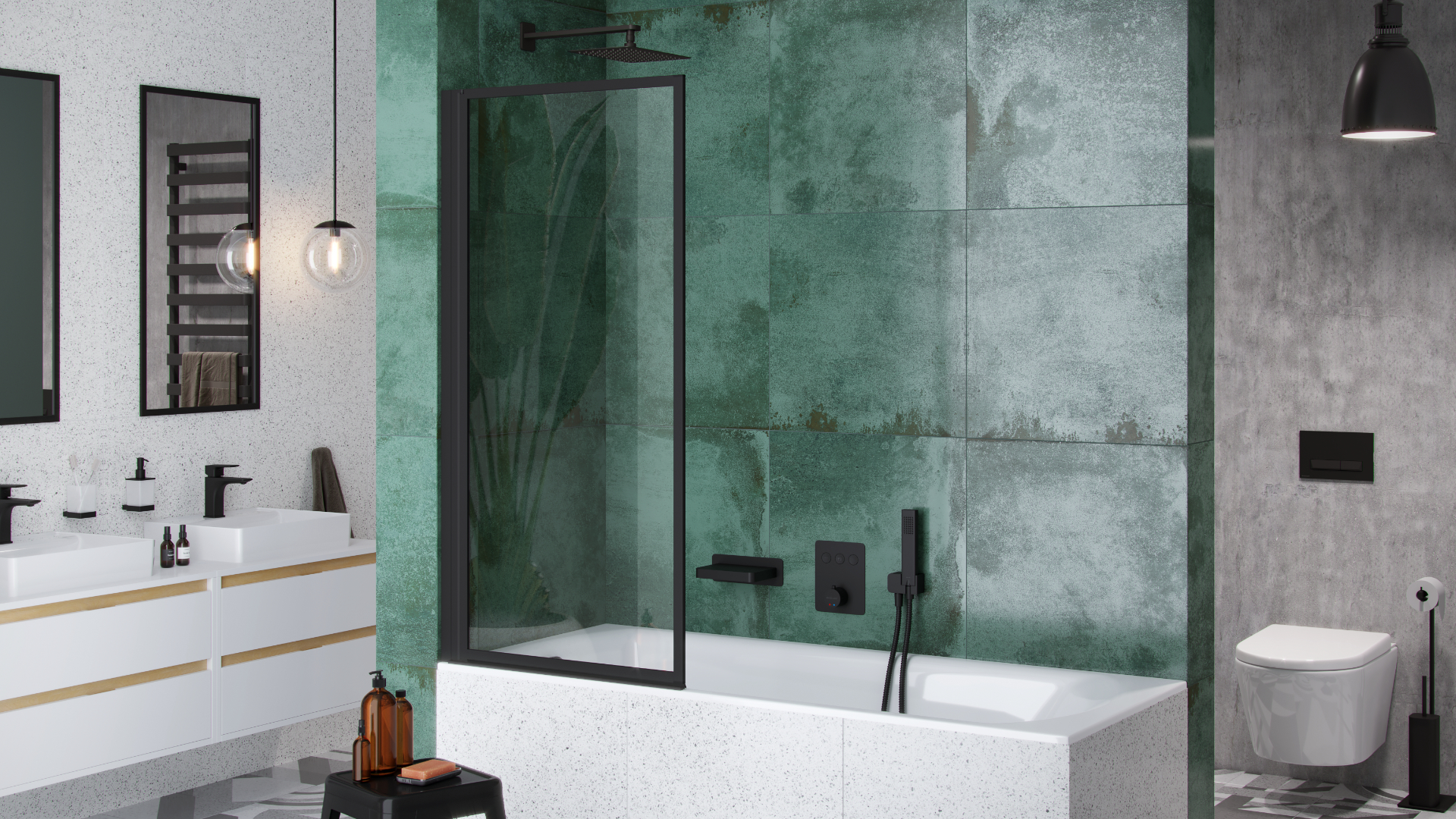 Krotos wylewka podtynkowa kaskadowa, czarny mat