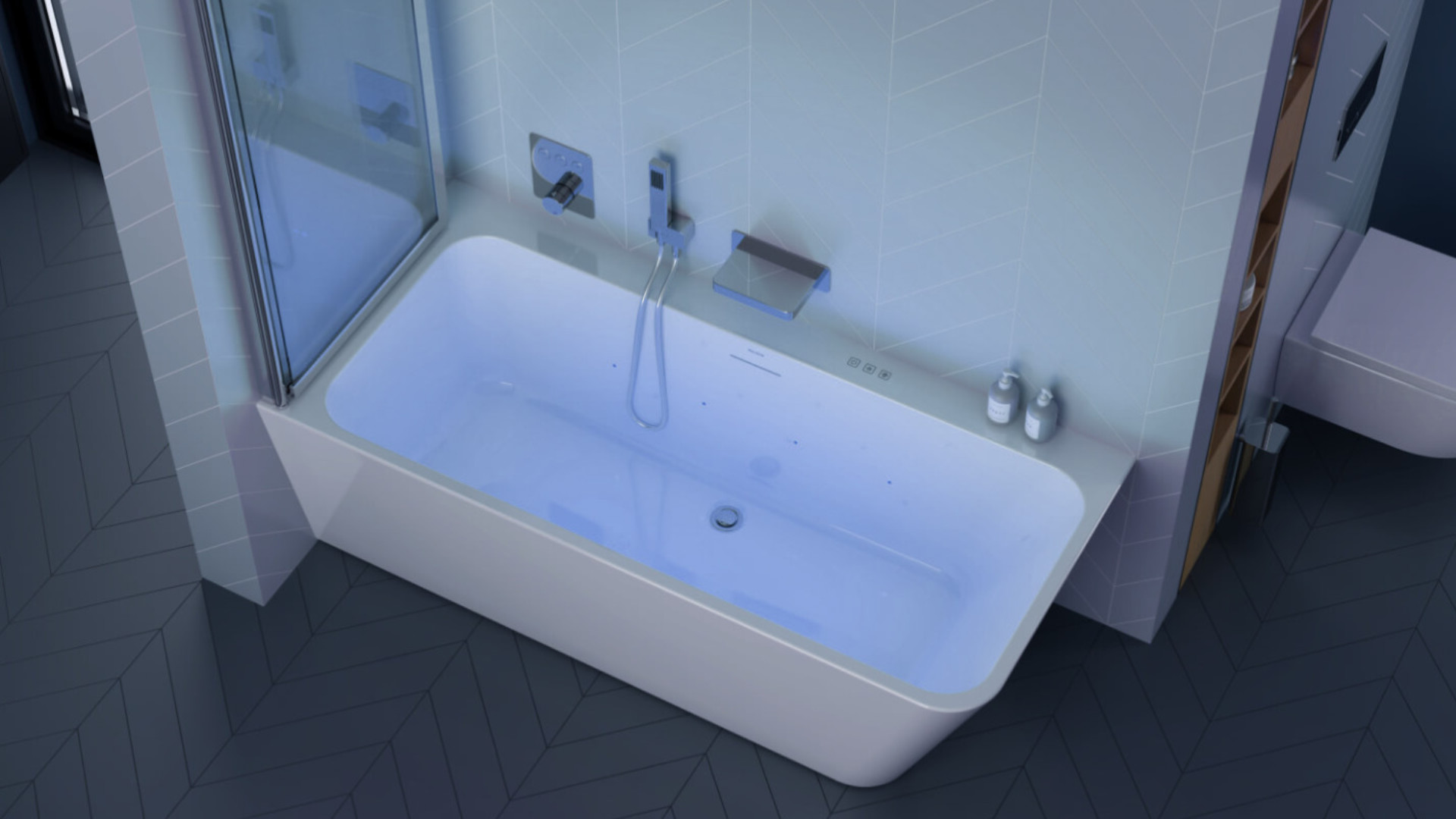 System podwodnego oświetlenia 4-LED z wanną narożną Lila 2.0, 160 cm, lewą