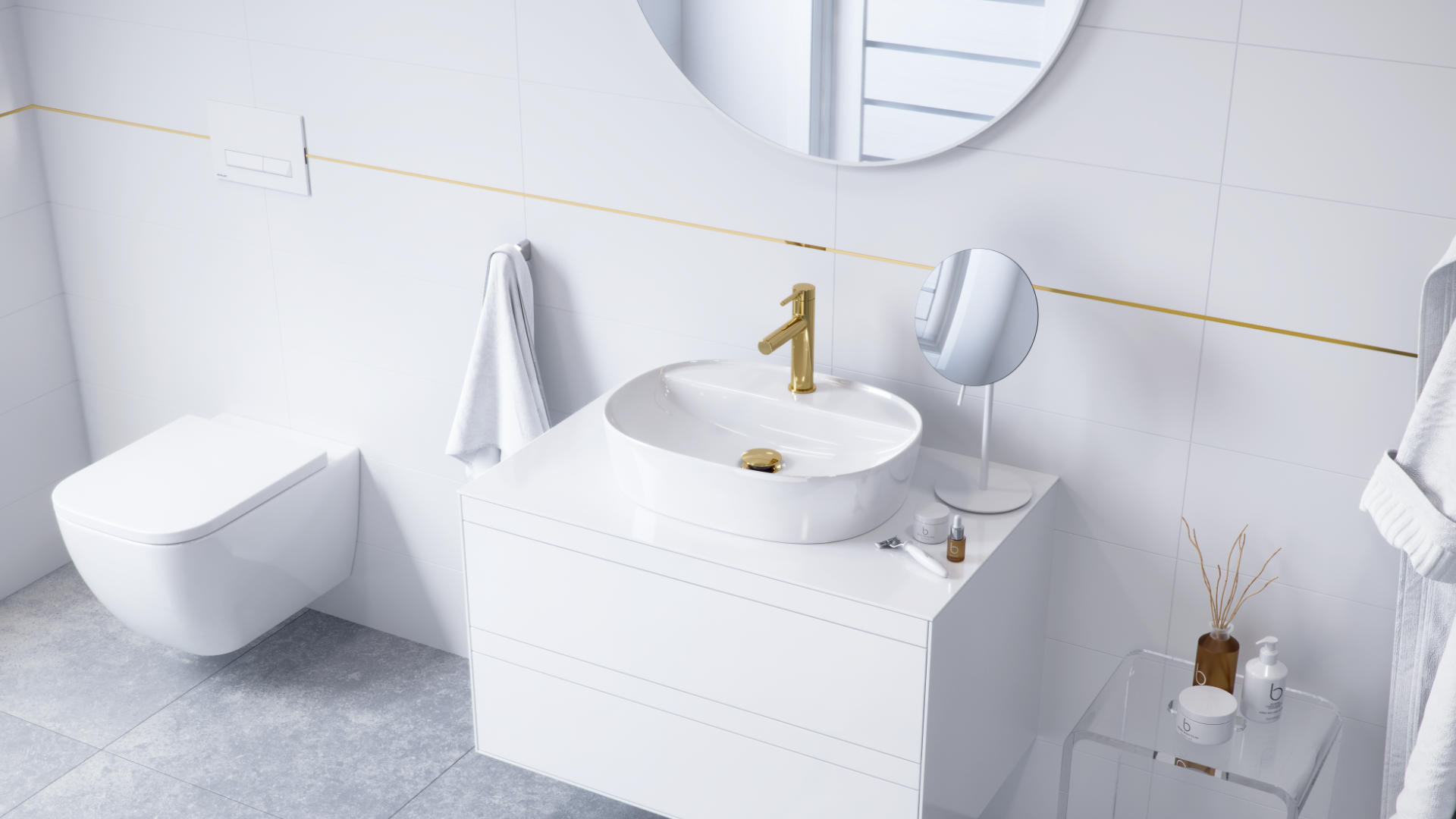 Rolo lusterko stojące powiększające, biały mat