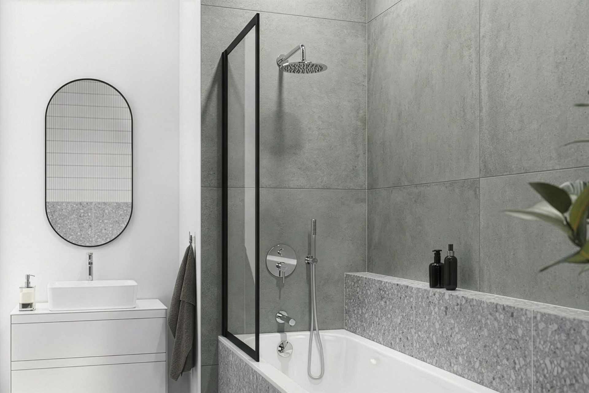 PI zestaw prysznicowo-wannowy podtynkowy 3 funkcyjny, z deszczownicą 25 cm, chrom