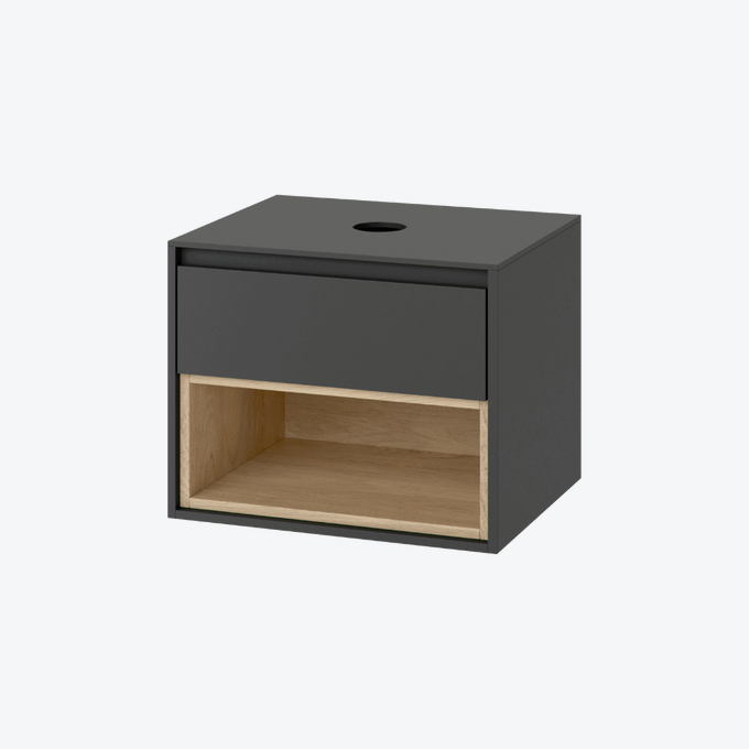 Tuto szafka wisząca pod umywalkę nablatową z szufladą Excellent szary/dąb