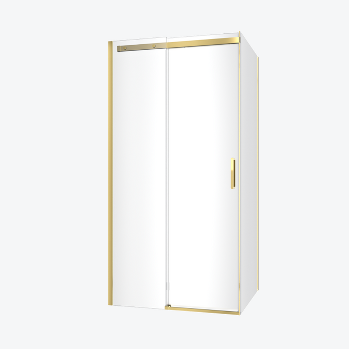 Rols kabina narożna 100x80 cm z drzwiami przesuwnymi 100 cm, powłoka Clean Control, złoty połysk