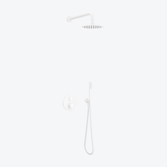 PI zestaw prysznicowy podtynkowy z deszczownicą 20 cm, biały mat