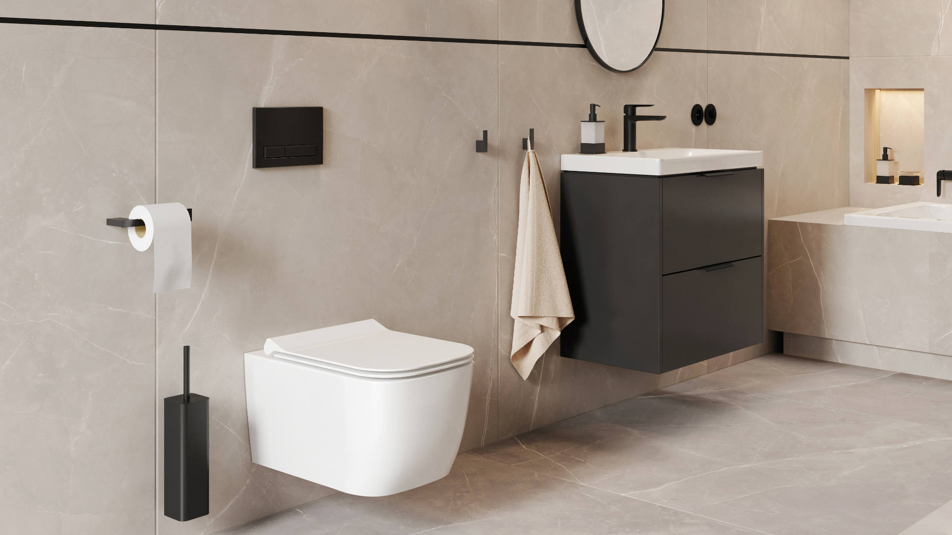 Riko szczotka wolnostojąca/do ściany, czarny mat