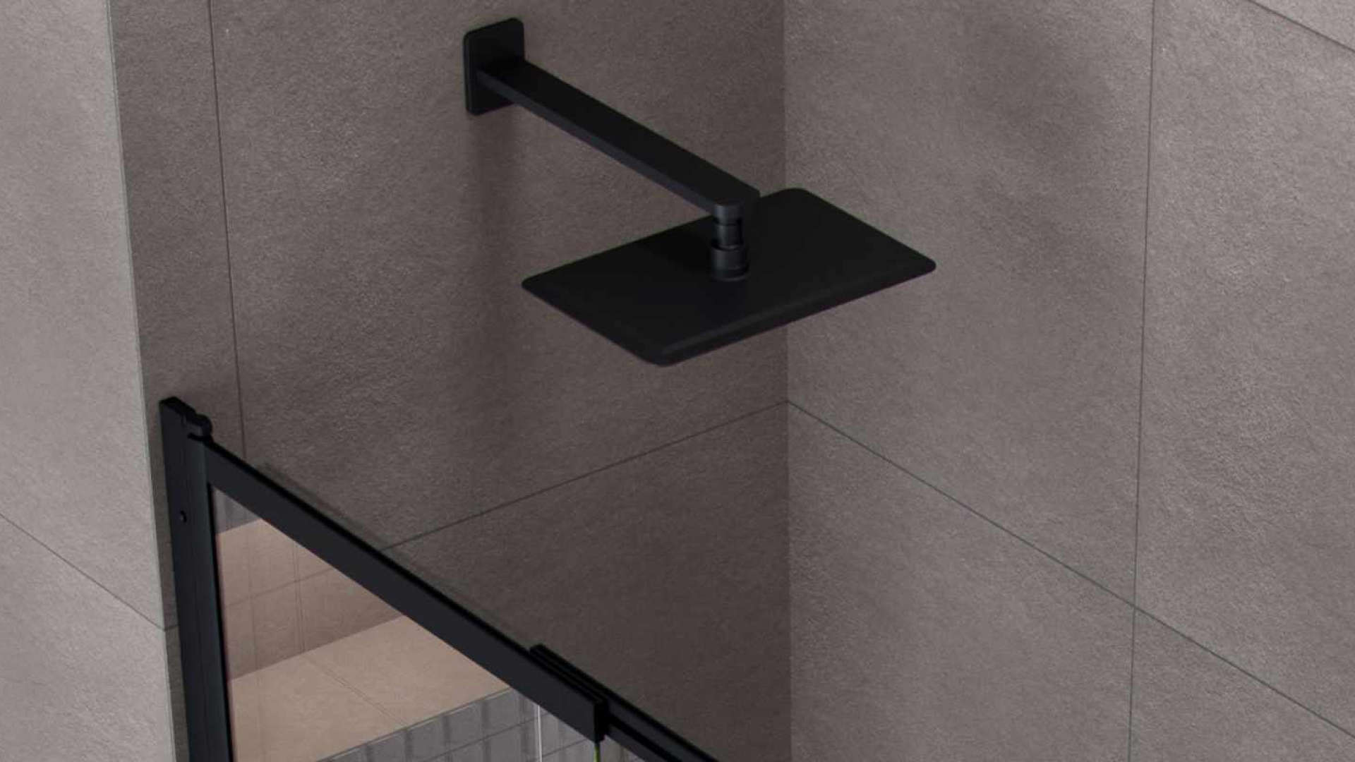Głowica prysznicowa 20x30 cm prostokątna slim, czarny mat