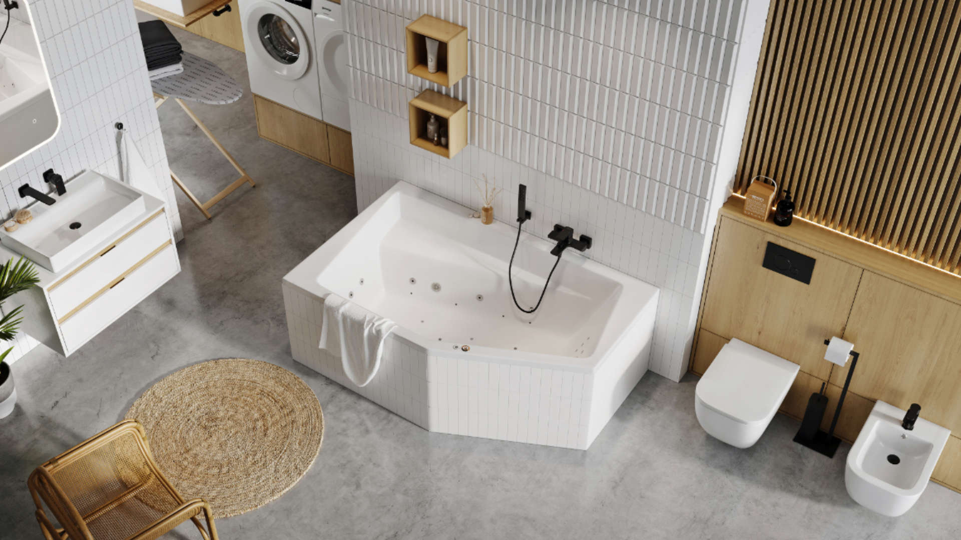 Riko stojak na papier ze szczotką, czarny mat