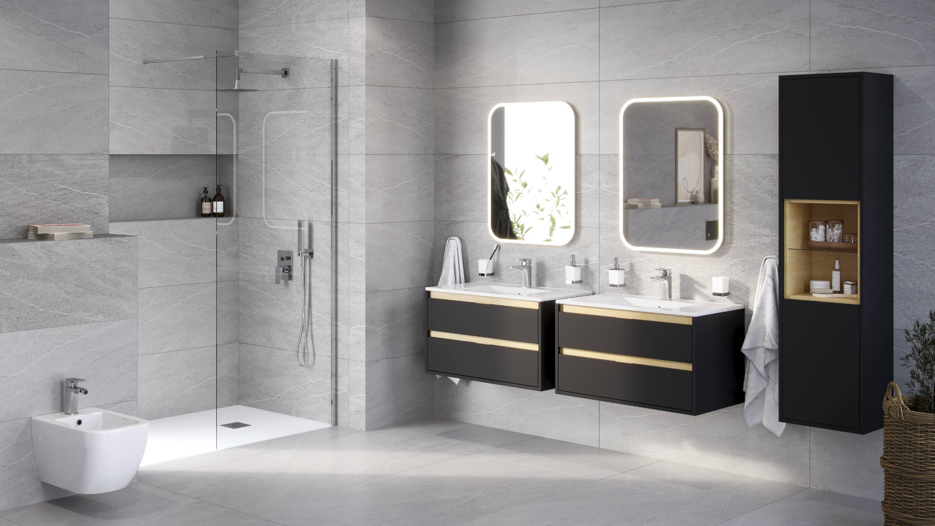 Keria zestaw prysznicowo-wannowy podtynkowy z deszczownicą 20x20 cm, 2 funkcyjny, chrom