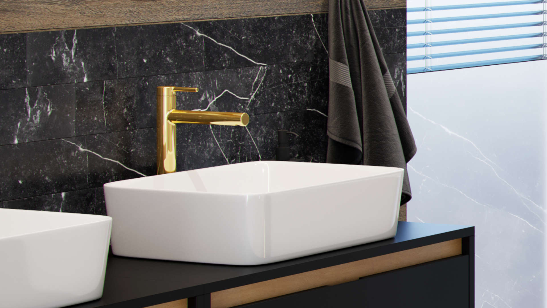 PI bateria umywalkowa stojąca wysoka, złoty połysk