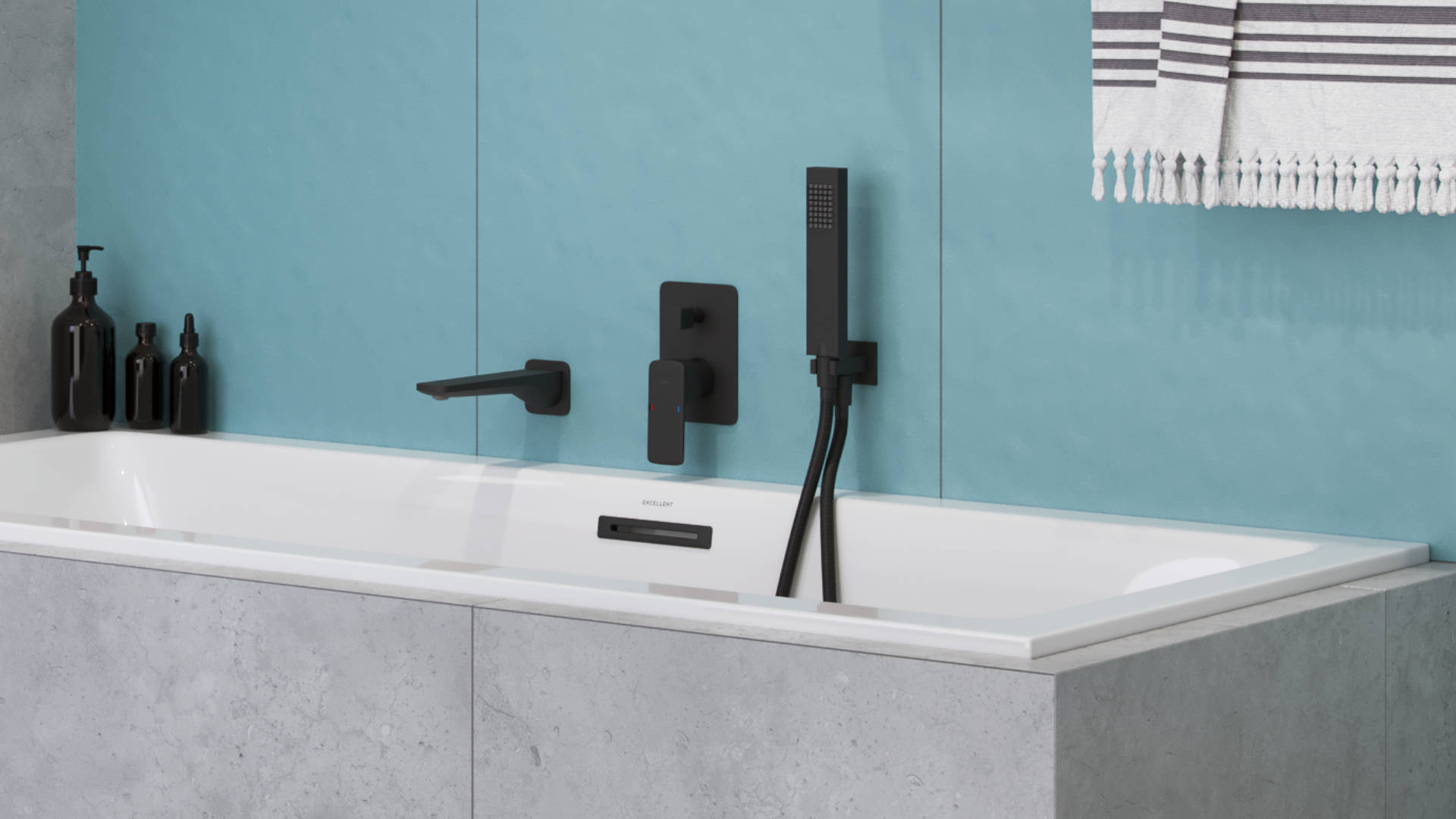 Keria wylewka wannowa ścienna, czarny mat