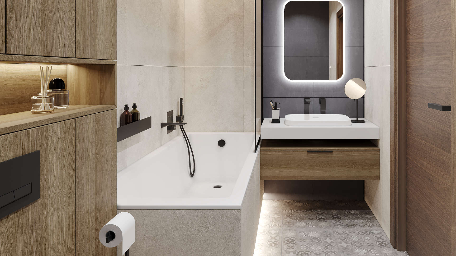 Keria wylewka wannowa ścienna, czarny mat