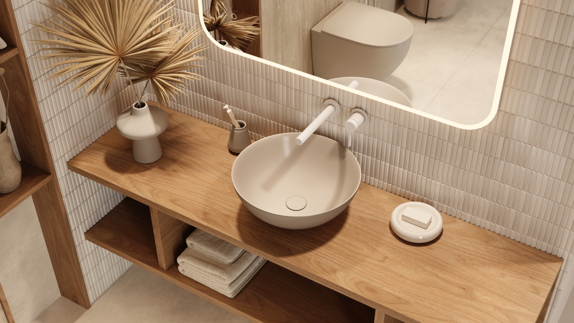 Luqa umywalka nablatowa 40 cm okrągła, cappucino mat