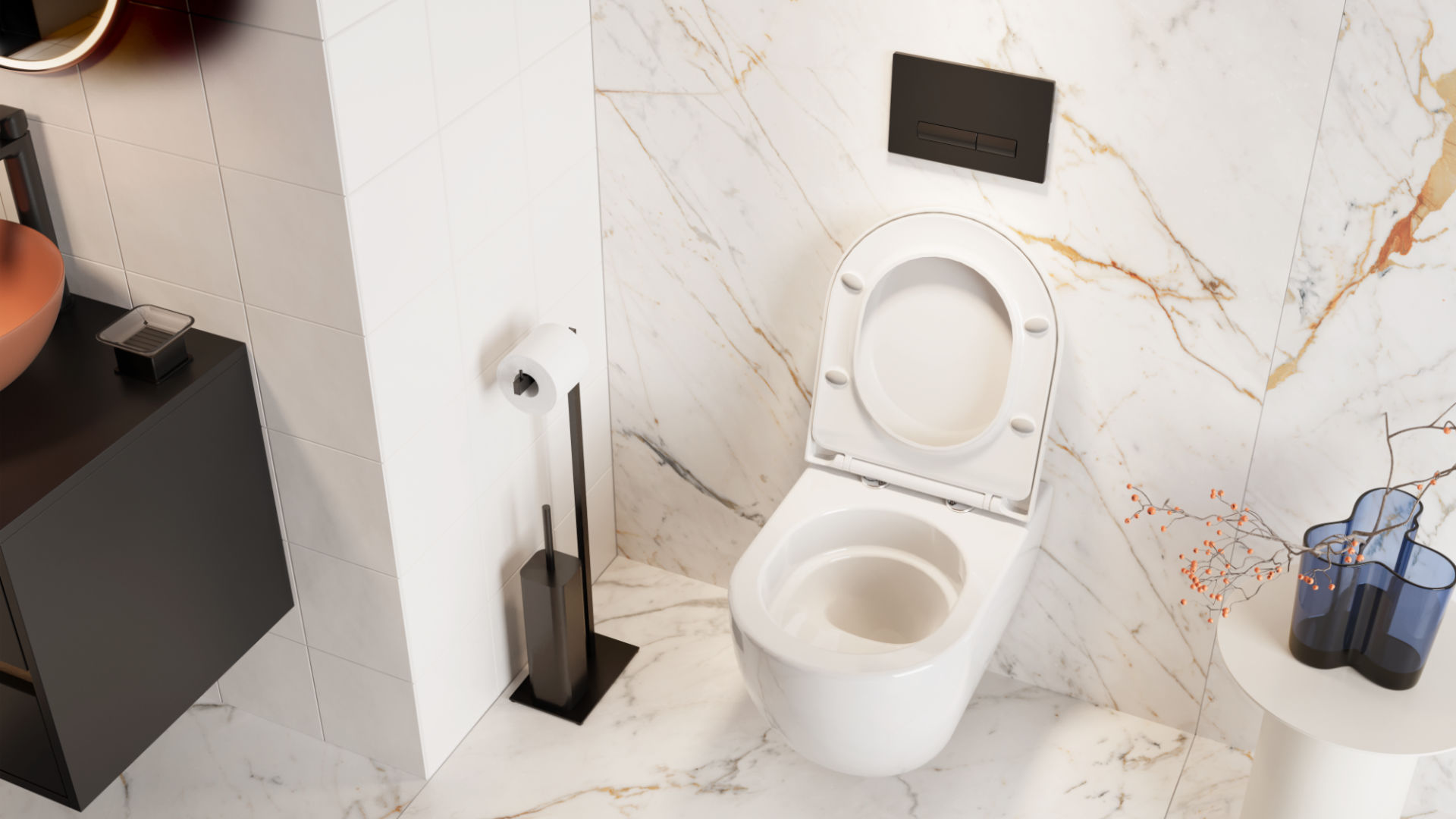 Stellar miska WC 53,5 cm wisząca bezrantowa z miską wolnoopadającą Excellent akcesria