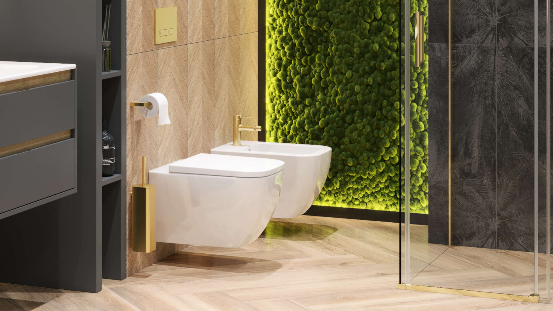 Riko szczotka wolnostojąca/do ściany, złoty połysk