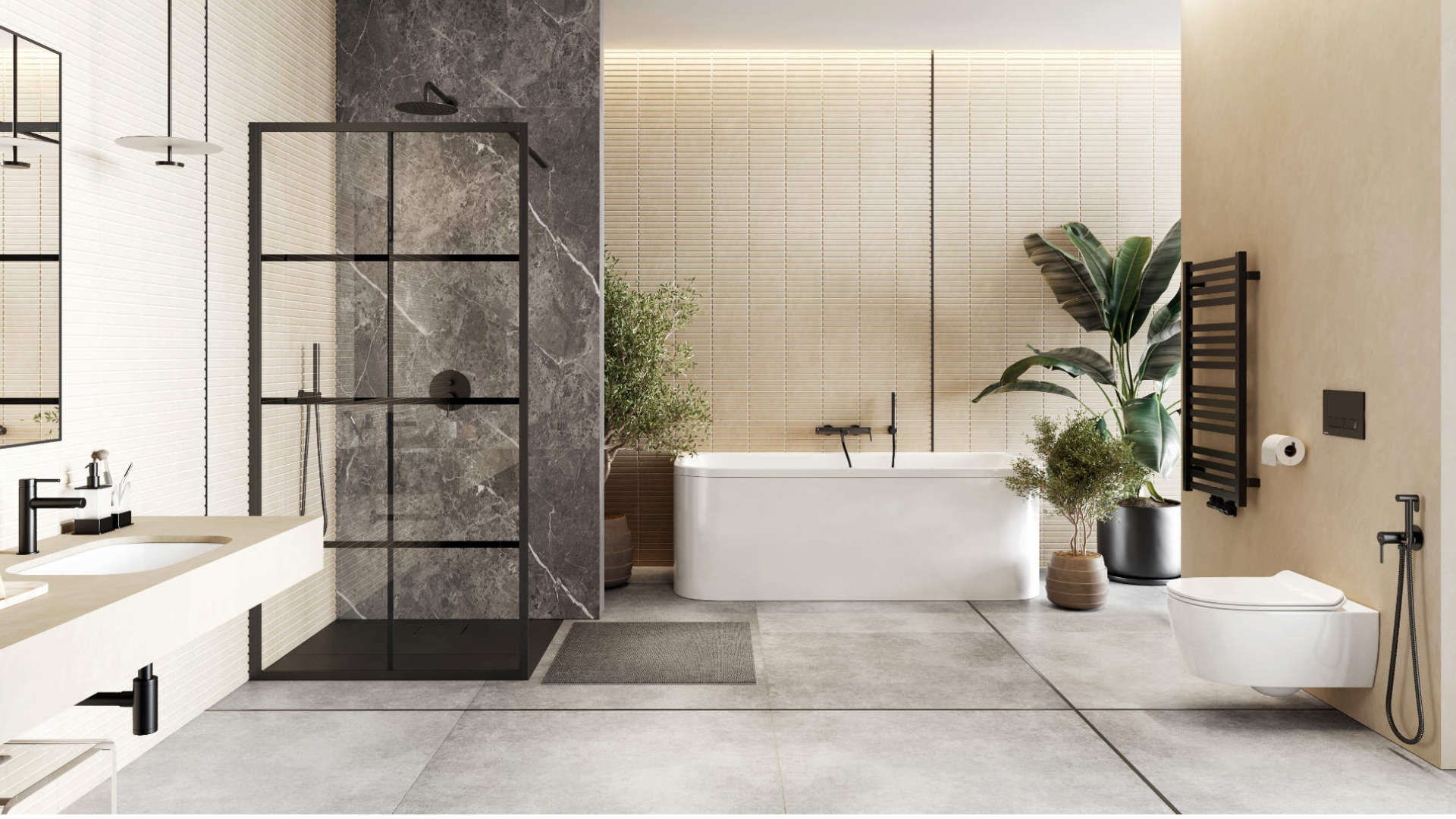 PI bateria prysznicowo-wannowa podtynkowa, czarny mat