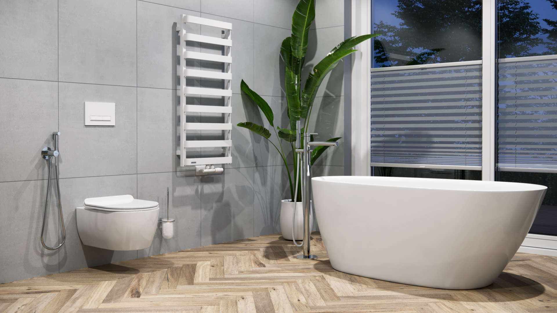 Pi bateria wannowa wolnostojąca, chrom