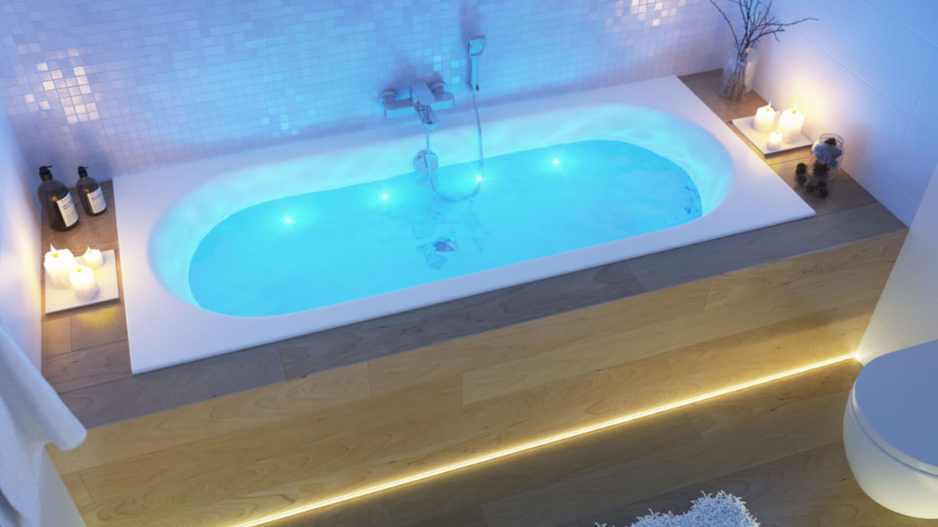 System podwodnego oświetlenia w wannie, chromoterapia 4-punktowa