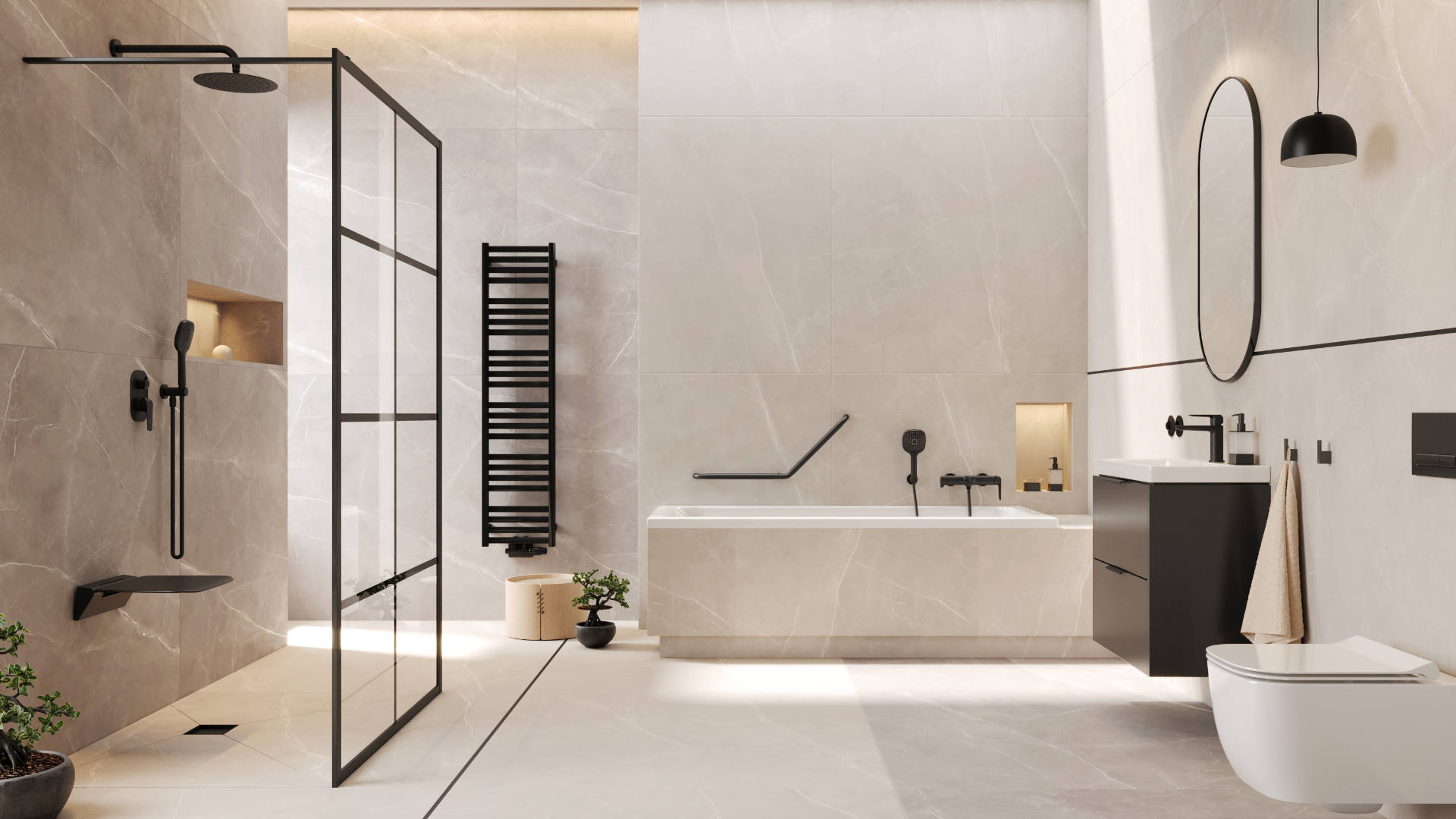 Blanko szafka 64 cm, czarny soft z umywalką z otworem na baterię, uchwyt chrom