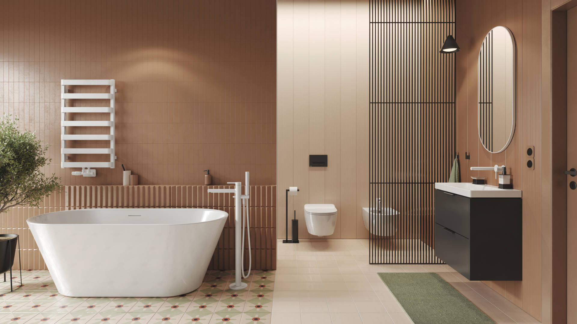 Blanko szafka 64 cm, czarny soft z umywalką bez otworu na baterię, uchwyt złoty połysk