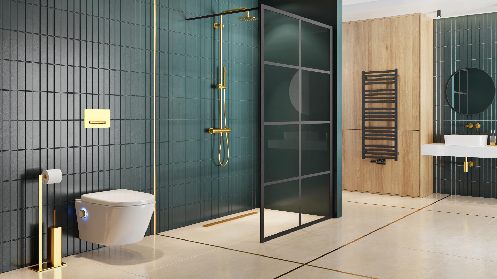 Riko stojak na papier ze szczotką, złoty połysk