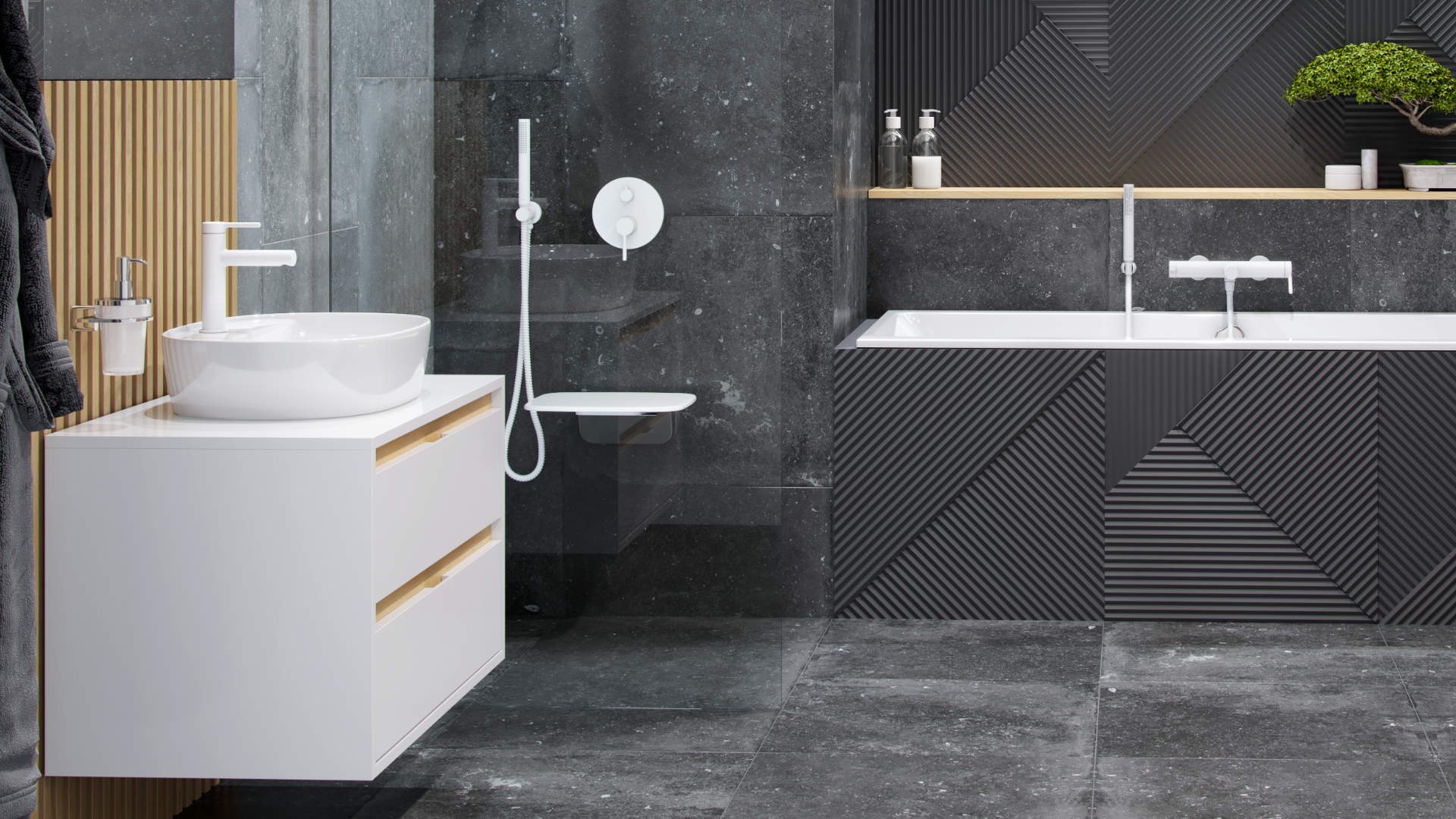 PI zestaw prysznicowy podtynkowy z deszczownicą 20 cm, biały mat