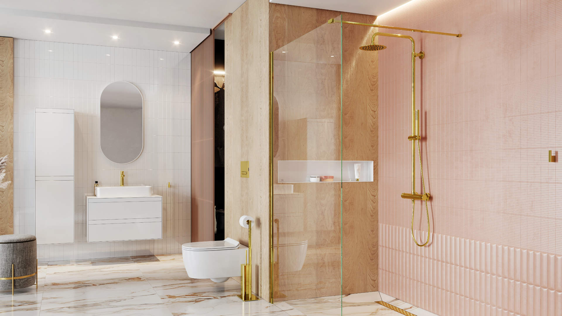 Riko stojak na papier ze szczotką, złoty połysk