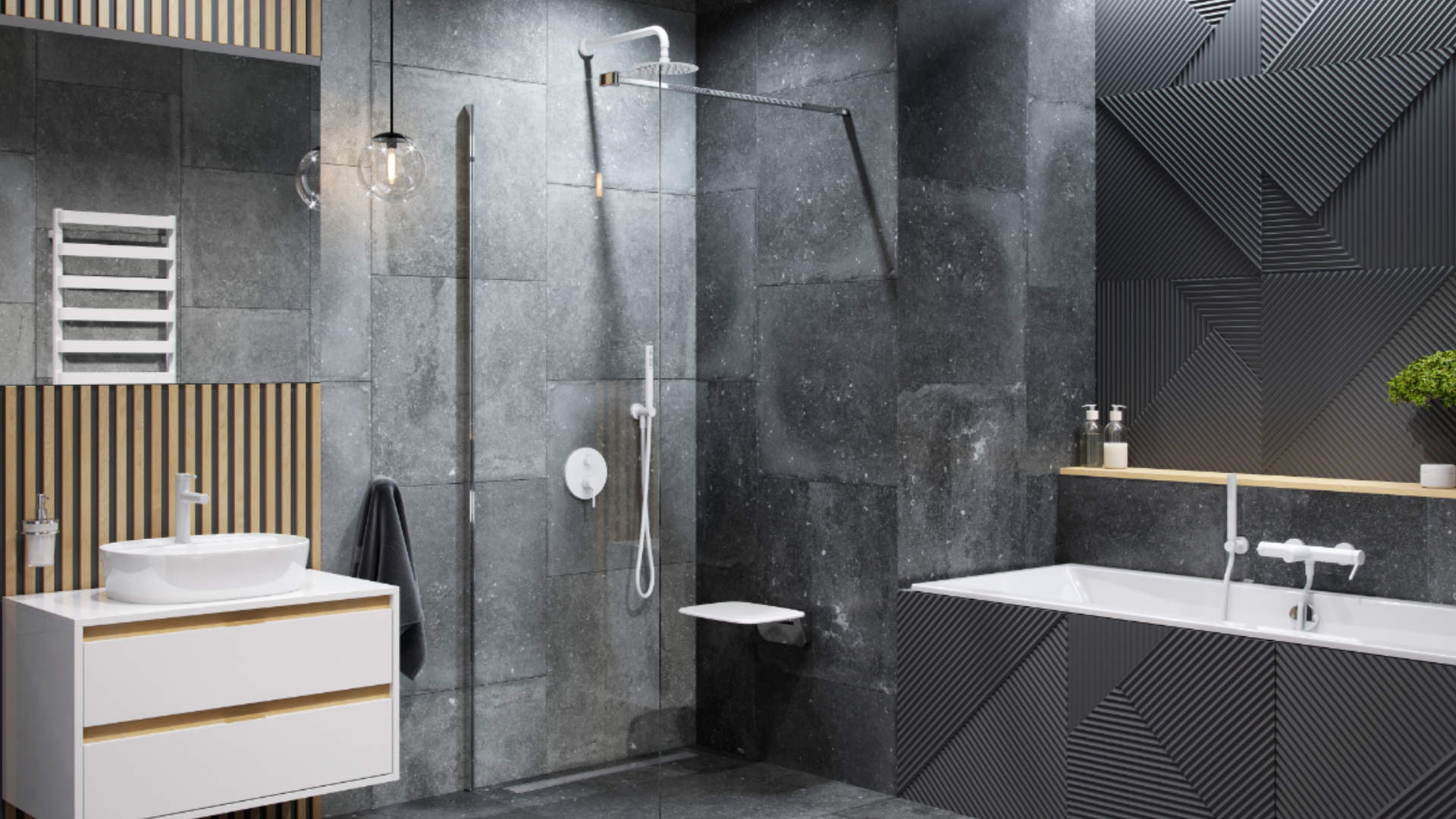 PI zestaw prysznicowy podtynkowy z deszczownicą 20 cm, biały mat