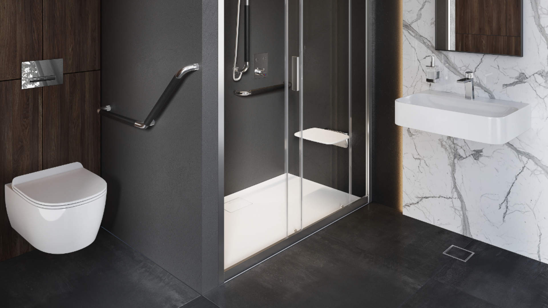 Torvi Odpływ Punktowy z kratką 130mmCzarny mat