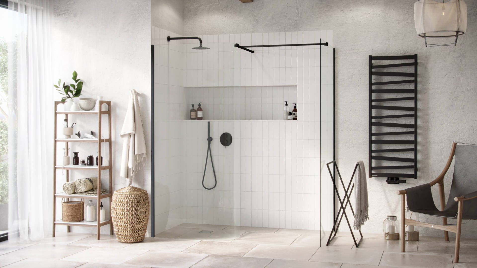 PI zestaw prysznicowy podtynkowy z deszczownicą 20 cm, czarny mat