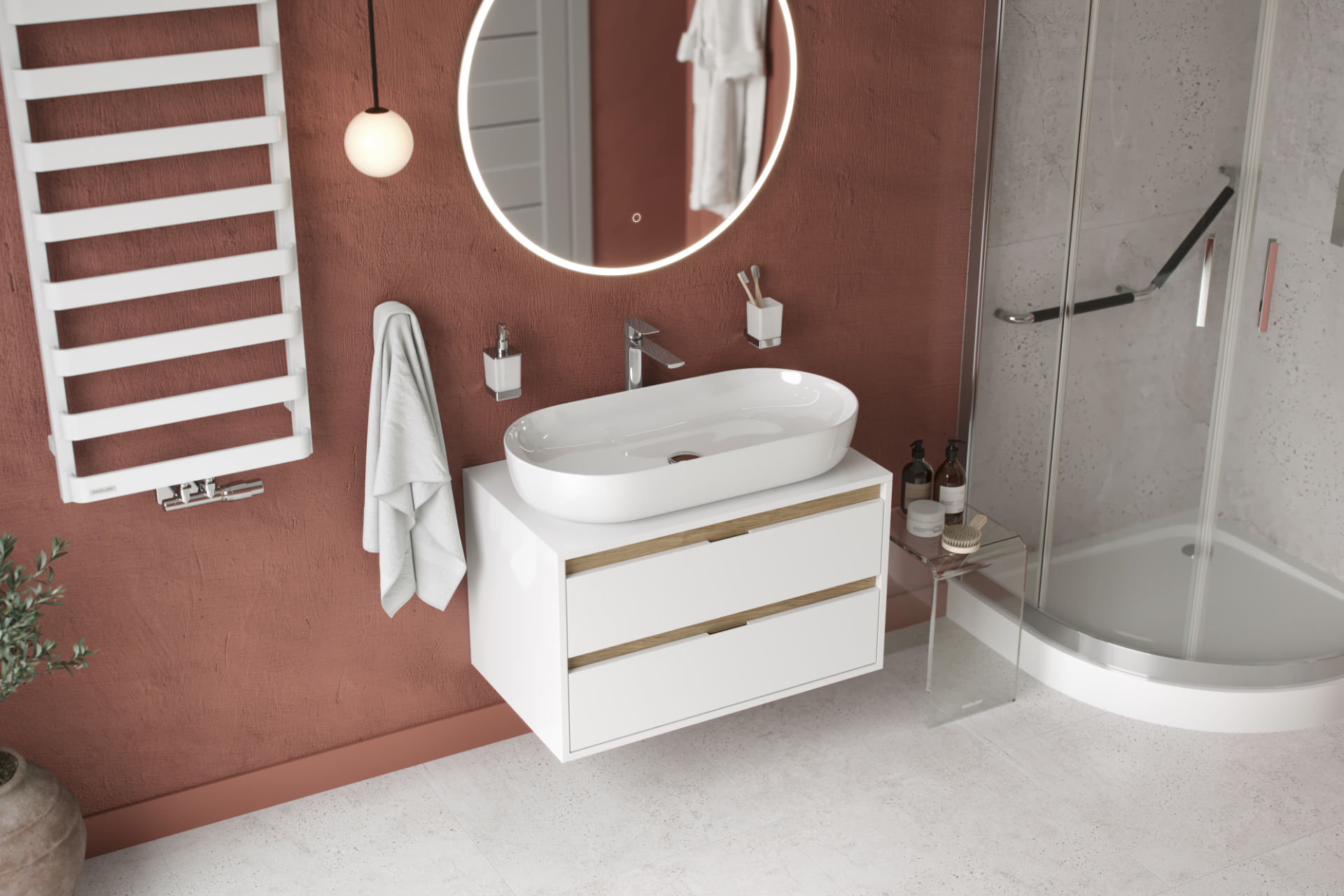 Sense brodzik półokrągły Sense Compact lustro Lumiro