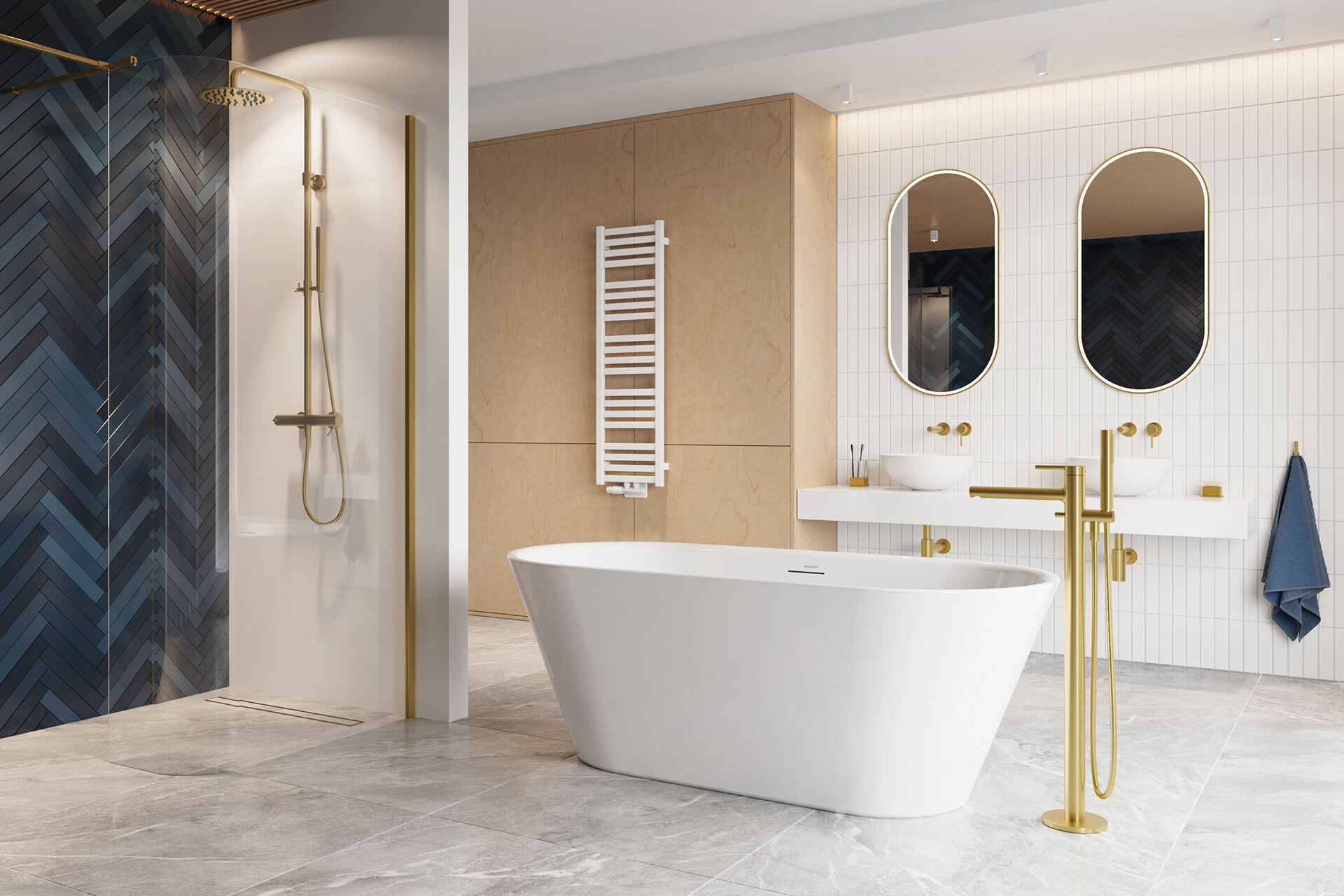 Holi 2.0 wanna owalna 170x76 cm wolnostojąca złota Pi