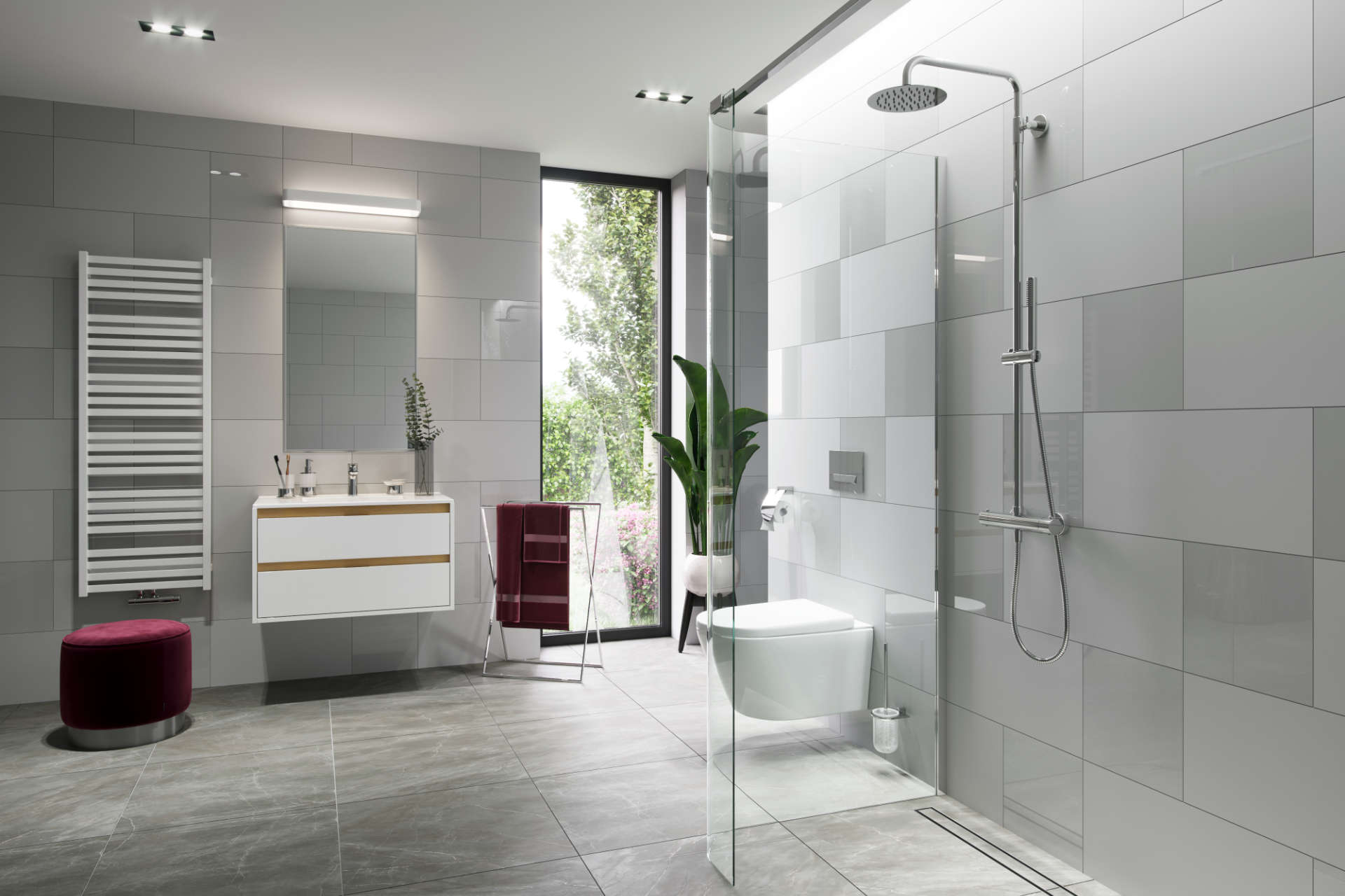 Horos grzejnik łazienkowy 146x50 Excellent biały soft kabina Walk-in