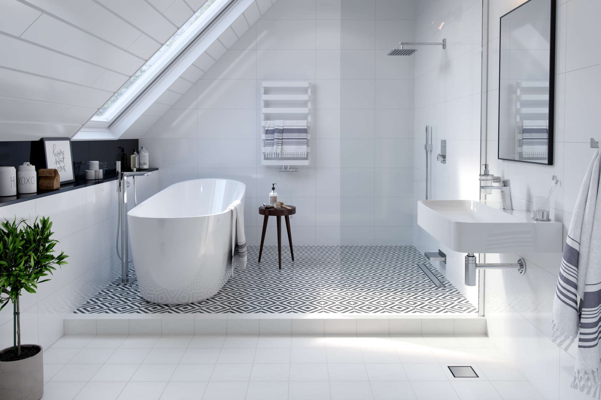 Meteor grzejnik łazienkowy 85x50 Excellent biały wanna Holi