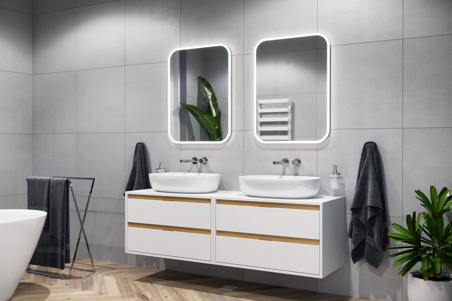 Tuto szafka wisząca biała Excellent umywalka nablatowa