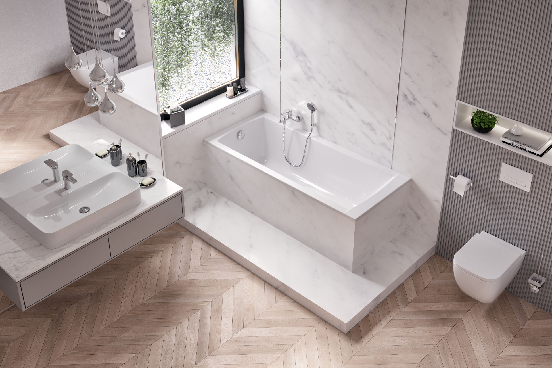 Wanna prostokątna Aquaria 150x70 bateria wannowa Clever